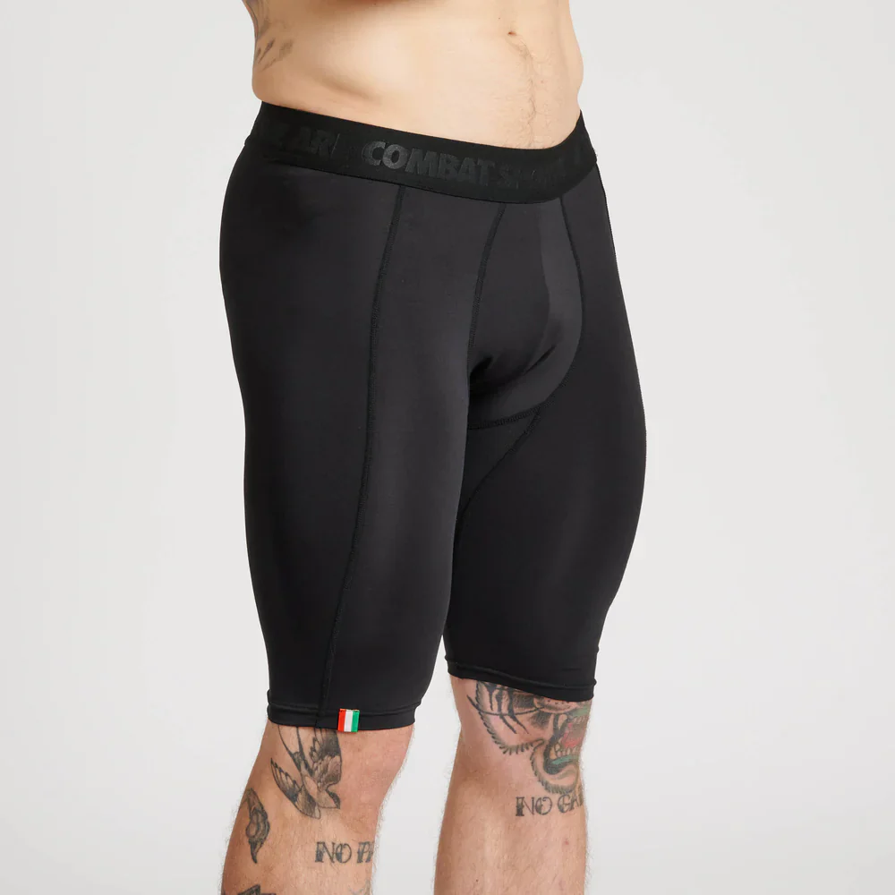 Pantaloncini Compressione Leone DNA | Shorts Aderenti Training Nero Oro - Image 2