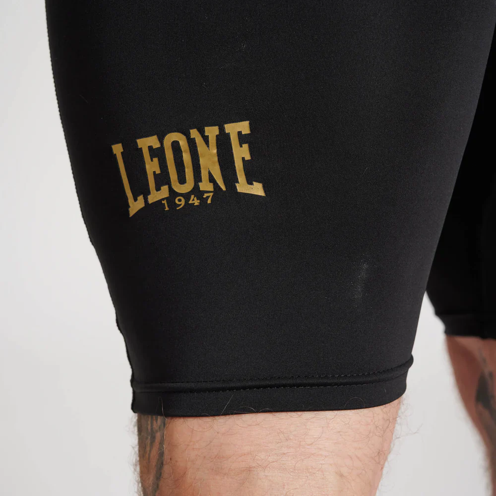 Pantaloncini Compressione Leone DNA | Shorts Aderenti Training Nero Oro - Image 5