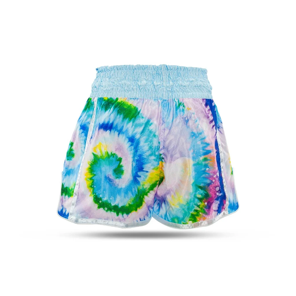 Pantaloncini Muay Thai BOOSTER Swing - Celeste/Bianco - Grafica Sublimata - Image 2